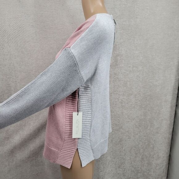 Rachel Zoe Light Pink and Gray Crewneck Knit Sweater Women's Size XL NWT - Picture 2 of 9
